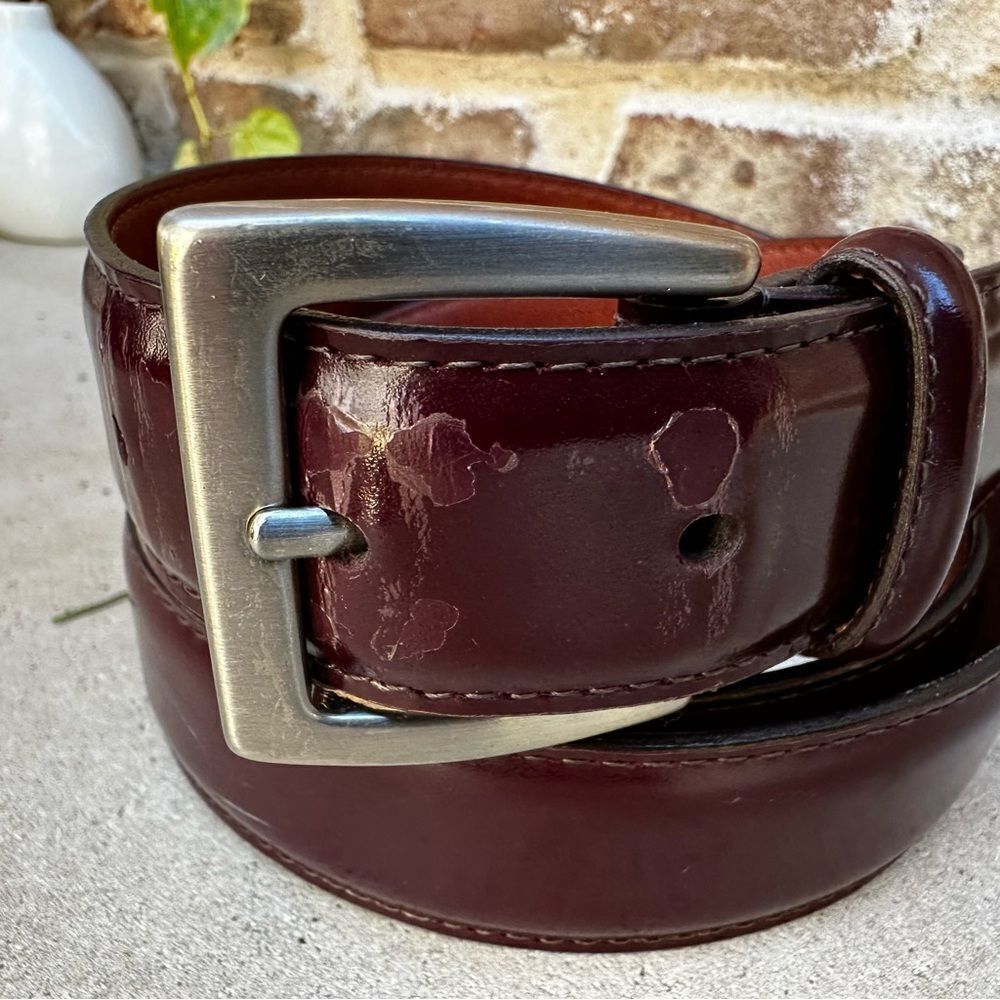 Coach | burgundy brown leather 1” wide belt size 36”